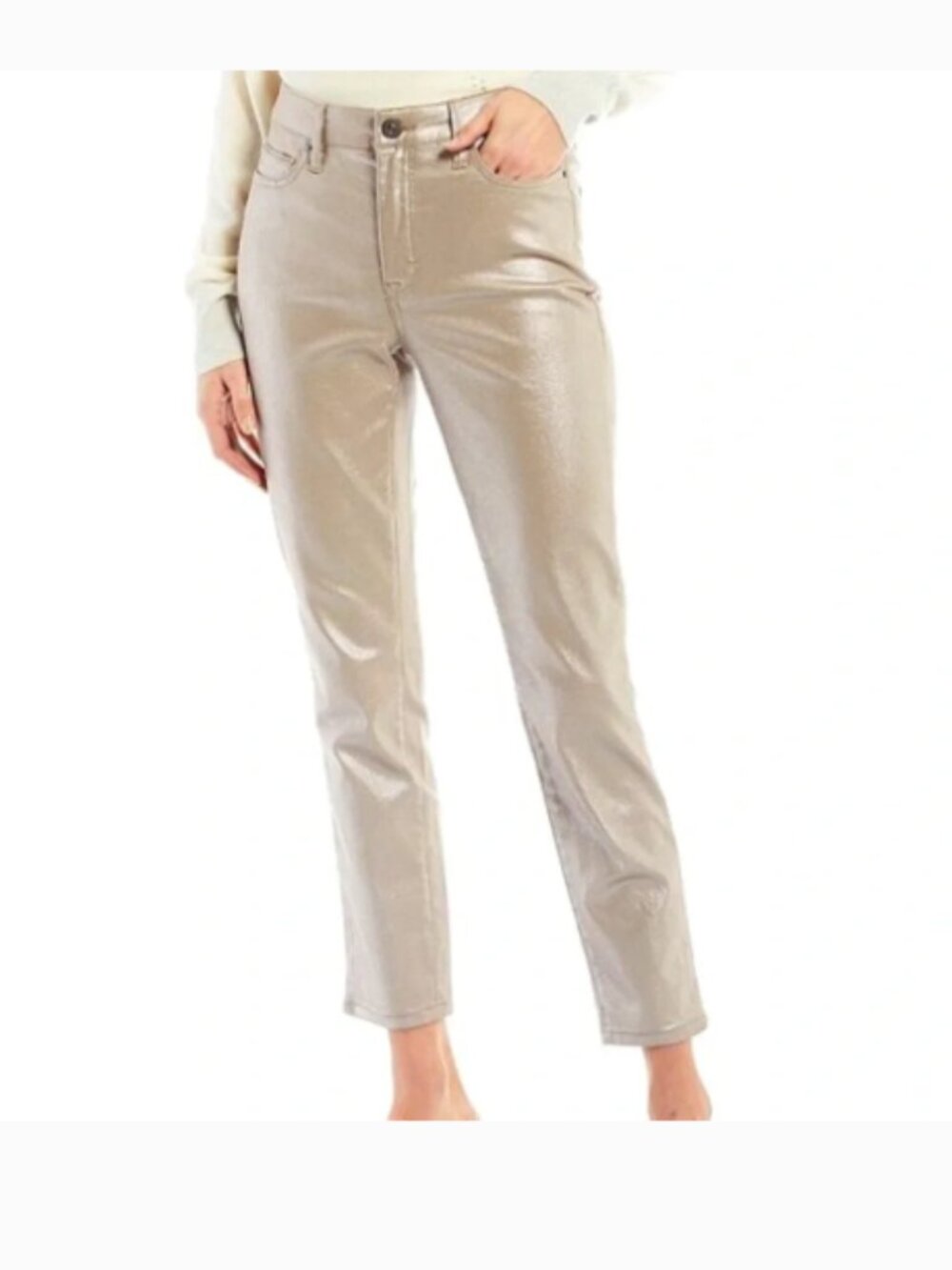 Tommy Bahama Metallic Gold High Rise Ankle Stretch Skinny Jeans Size 14
